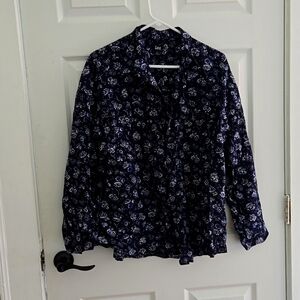 Large Lee button up blue floral shirt